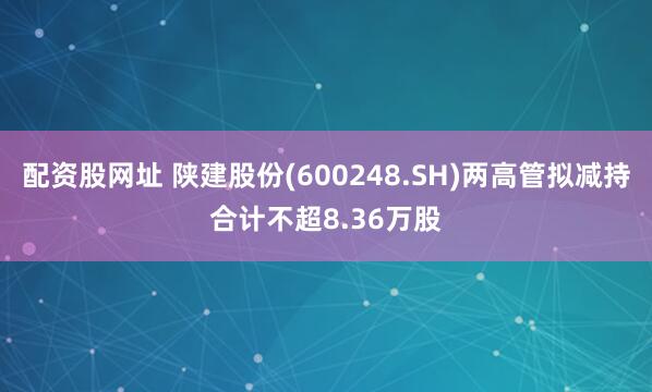 配资股网址 陕建股份(600248.SH)两高管拟减持合计不超8.36万股